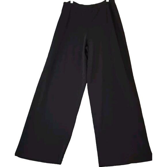 CHICOS Elastic Waist Wide Leg Knit Pants XL (3) Pull On Glitzy Glimmer Black NWT - Picture 2 of 8